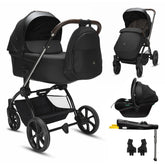 Noordi Sole V3 - 3in1 Travel System with ThermoCot Carrycot + Terra i-Size Car Seat, Slate Black