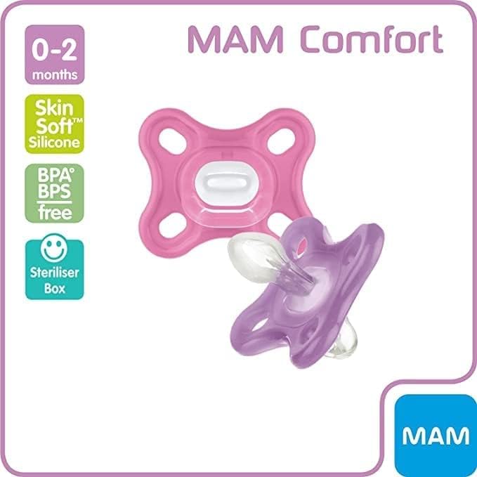 Soother Comfort 0+ Months Girl 2 Pack - Sleek Choice