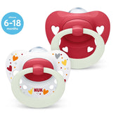NUK Signature Night Soother 2 Pack Glow-in-the-Dark 6-18 months
