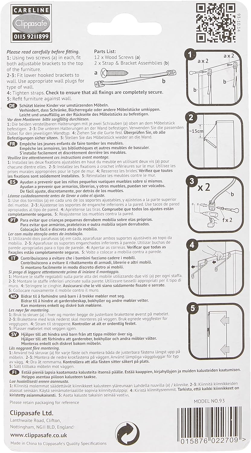 Clippasafe Anti-Tip Furniture Straps - Sleek Choice