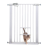 Callowesse Akita Extra Tall Baby & Pet Pressure Fit Door & Stair Safety Gate with Pet Opening | 75-82cm x H99cm - White