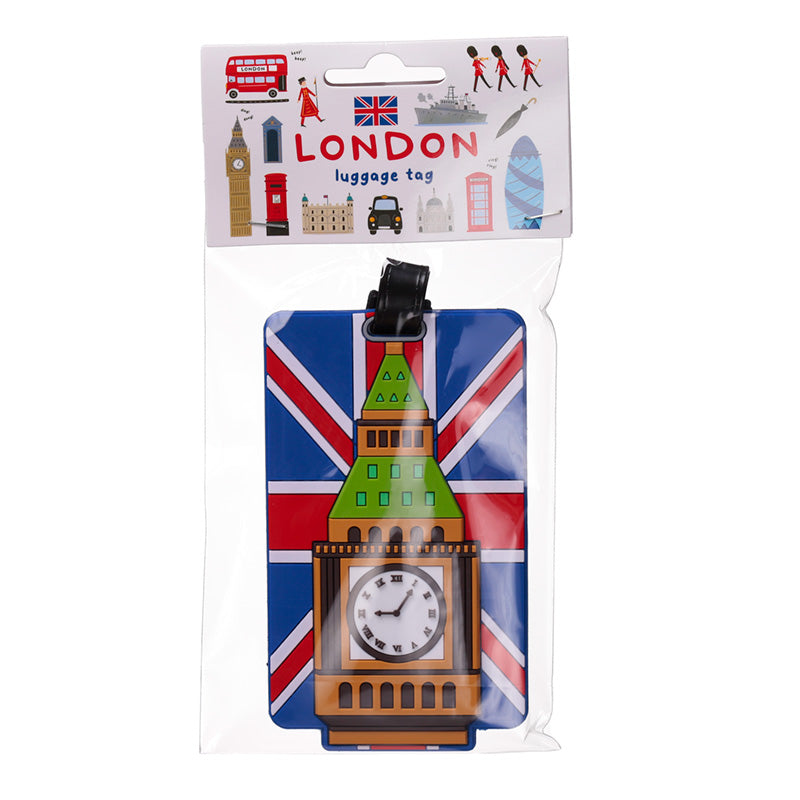PVC Luggage Tag London Souvenir Union Jack Big Ben - Sleek Choice UK