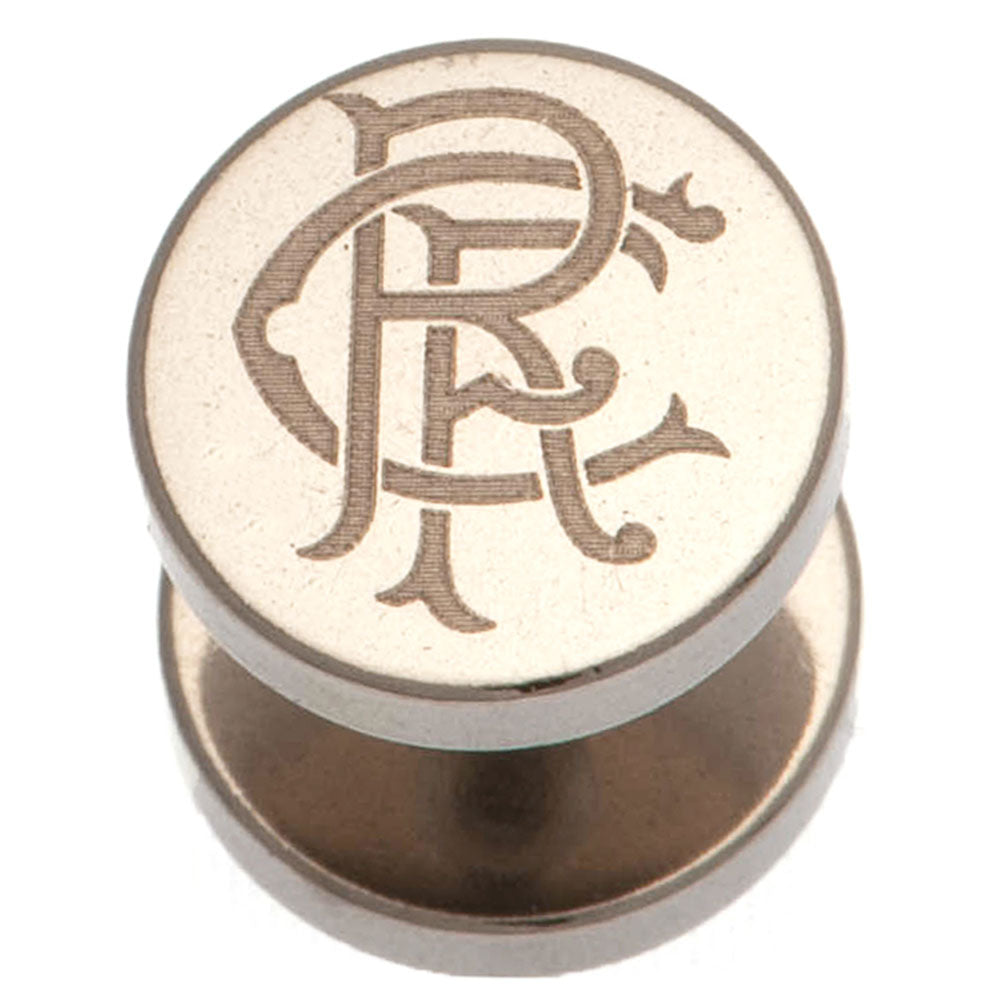 Rangers FC Stainless Steel Scroll Crest Stud Earring - Sleek Choice UK
