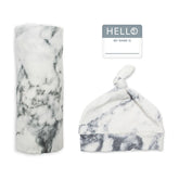 Hello World Newborn Hat & Swaddle Sets - Marble