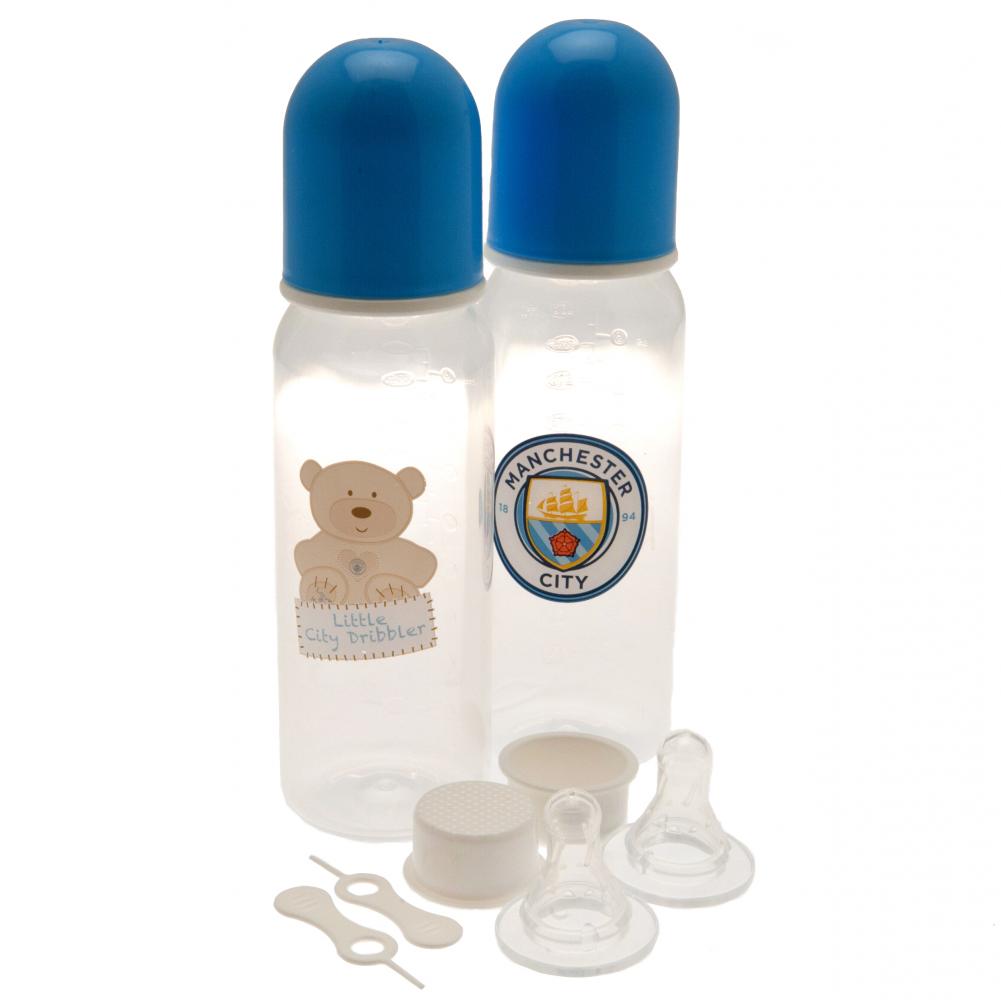 Manchester City FC 2pk Feeding Bottles 250ml - Sleek Choice