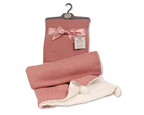 Sheldon Baby Wrap With Pom Poms Dusky Pink