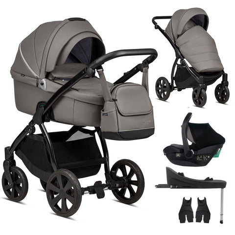 Noordi Fjordi V1 Leather 3-in-1 Travel System – Eco-Leather Pram with ThermoCot™ & i-Size Car Seat