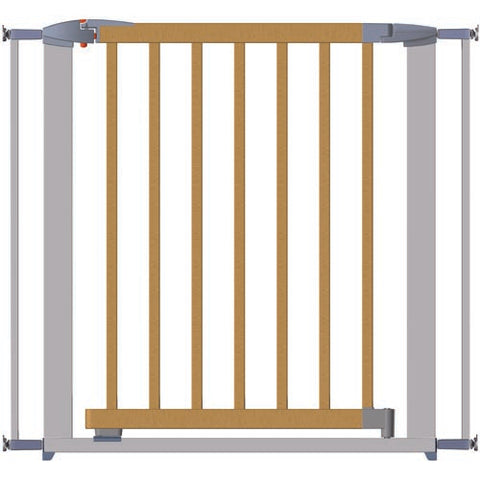 Clippasafe Extendable Swing Shut Gate (Silver Metal + Wood) 73 - 96cm - Sleek Choice