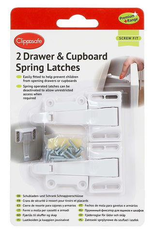 Clippasafe Drawer & Cupboard Spring Latches 2 Pack - Sleek Choice