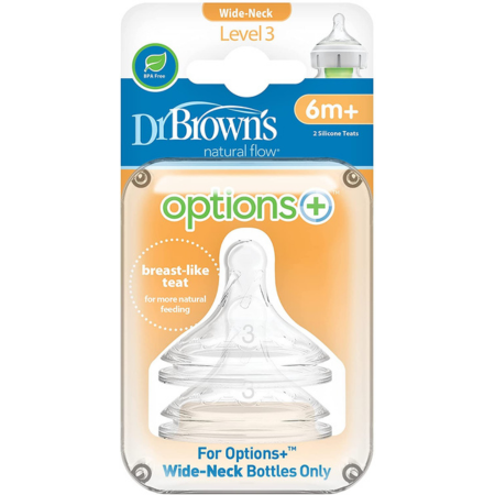 Dr Browns Options+ Level 3 (6+ mths) Teat (twin pack) - Sleek Choice