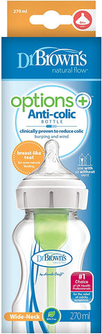 Options+ Anti Colic Bottle Slow Flow Teat 0m+ 270ml - Sleek Choice