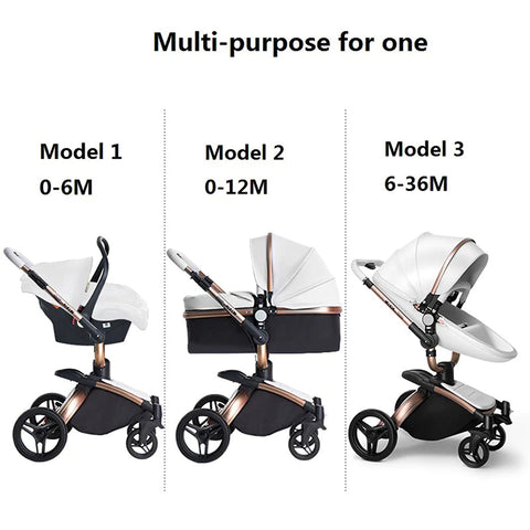 Magic ZC Premium Baby Stroller 3 In 1 Travel System White - Sleek Choice UK