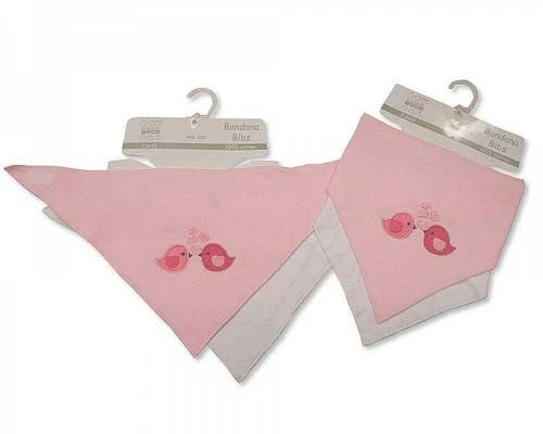 Kidswholesale Bandana Cotton Bibs 2 Pack Girl - Sleek Choice