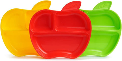 Munchkin Feeding  Lil Apple Plate 3Pk - Sleek Choice