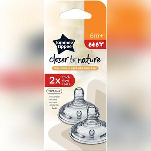 Tommee Tippee Closer To Nature Teats Thick Feed X2