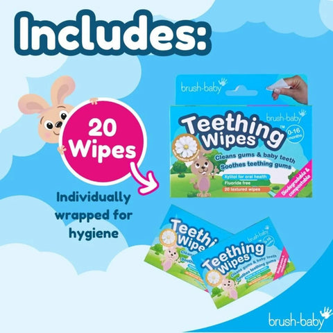 brush-baby Biodegradable Teething Wipes From Birth