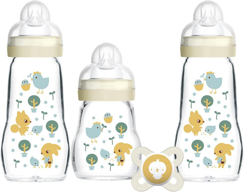 MAM Glass Baby Bottles and Soother Starter Set 0m+