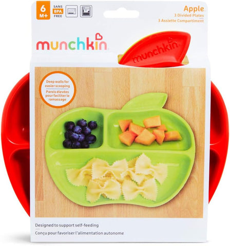 Munchkin Feeding  Lil Apple Plate 3Pk - Sleek Choice