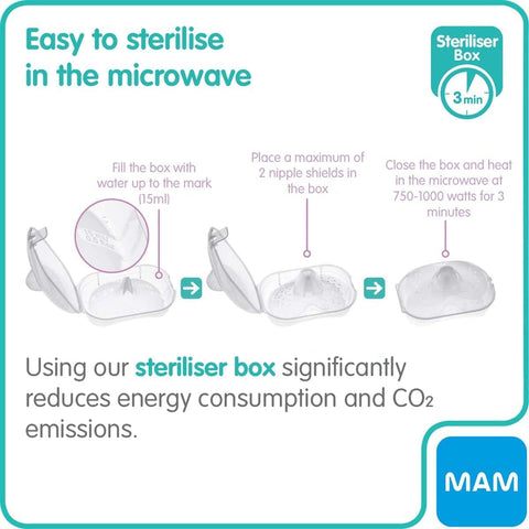 Mam Breast Care Nipple Shields With Sterilisable Travel Case - Sleek Choice