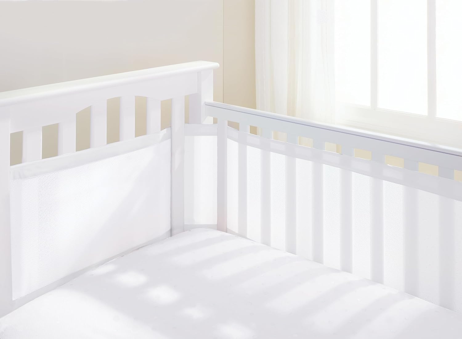 Breathable Baby Mesh Airflow Cot Liner Four Sided White - Sleek Choice