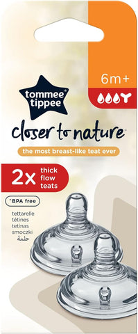 Tommee Tippee Closer To Nature Teats Thick Feed X2