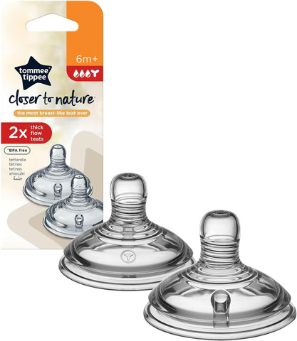 Tommee Tippee Closer To Nature Teats Thick Feed X2