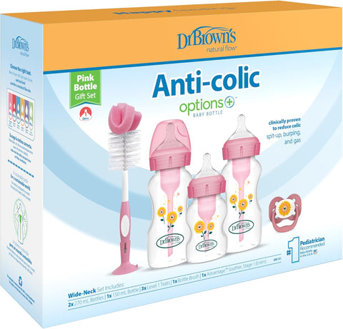 Dr Brown's Options+ Anti-Colic Bottle Gift Set - Pink