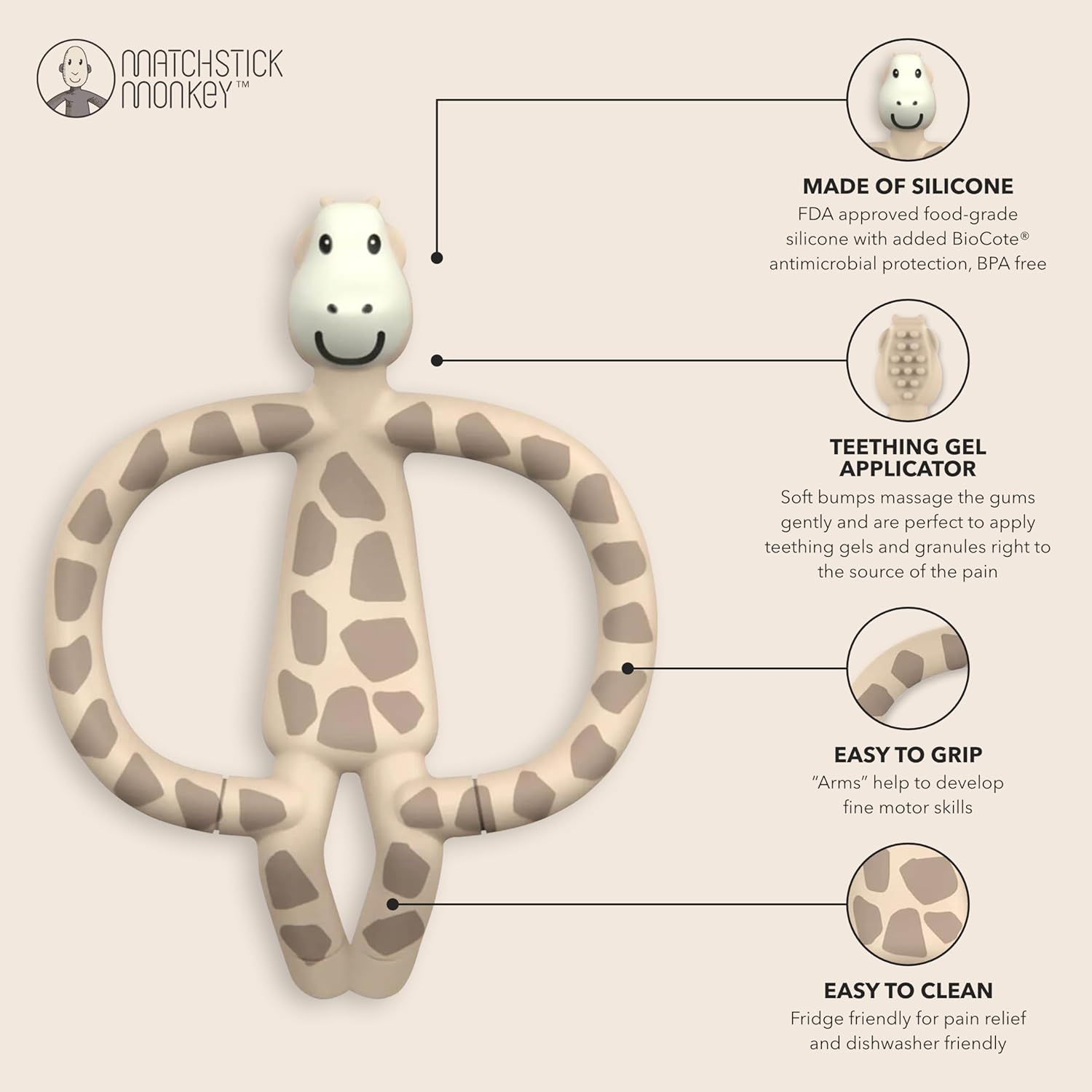 Matchstick Monkey Gift Set Animal Teether Muslin Giraffe – Sleek