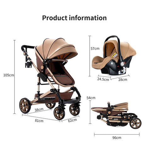 Magic ZC Premium Baby Stroller 3 In 1 Travel System Beige - Sleek Choice