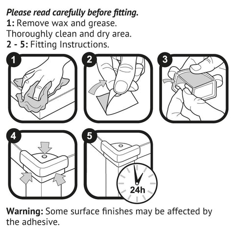 Clippasafe Home Safety Corner Cushion For Glass Tops X 4