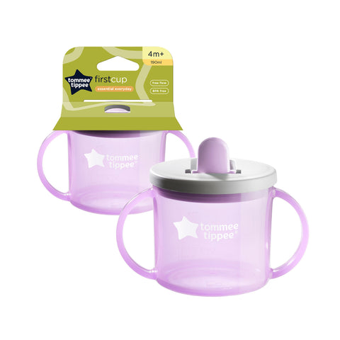 Tommee Tippee First Trainer Sippy Cup Purple With Grey Lid 4m+ 190ml - Sleek Choice