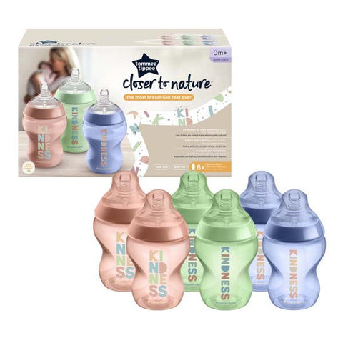 Tommee Tippee Closer To Nature Baby Bottle 260ml x6 - Kindness