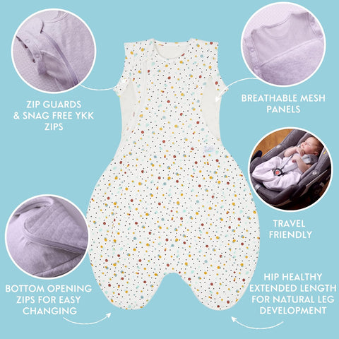 Purflo Swaddle To Sleep Bag 2.5 Tog Scandi Spot 0-4M