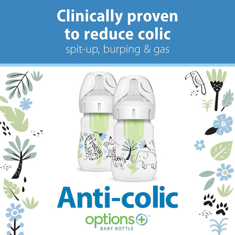 Dr Brown's Anti-Colic Options+ Baby Bottle 150Ml X2 Jungle - Sleek Choice