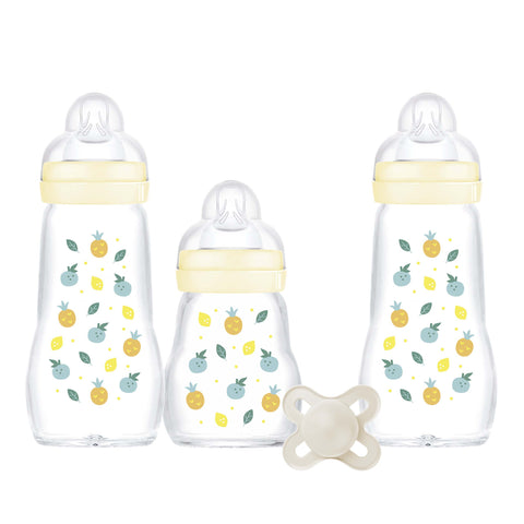 MAM Glass Baby Bottles and Soother Starter Set 0m+