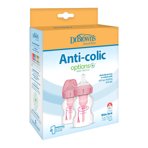 Dr Brown's Options+ Anti-Colic Bottle 150Ml Twin Pack - Pink