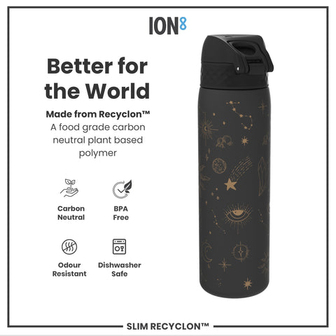 Leak Proof Slim Water Bottle, Recyclon, Celestial Universe, 500ml (18oz)