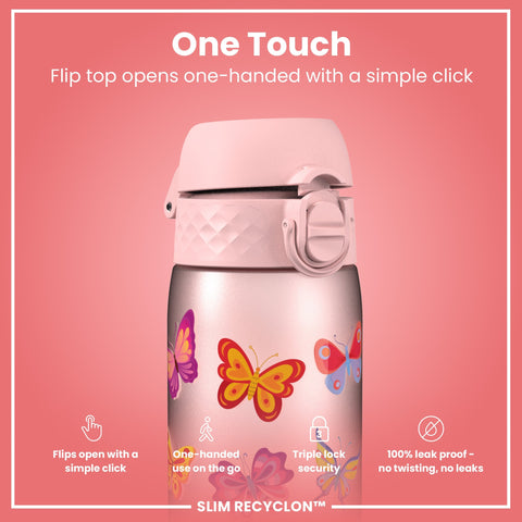 Leak Proof Slim Water Bottle, Recyclon, Butterfly, 500ml (18oz)
