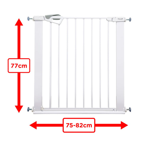 Callowesse Kishu Baby & Toddler Pressure Fit Door & Stair Safety Gate | 75-82cm x H77cm - White