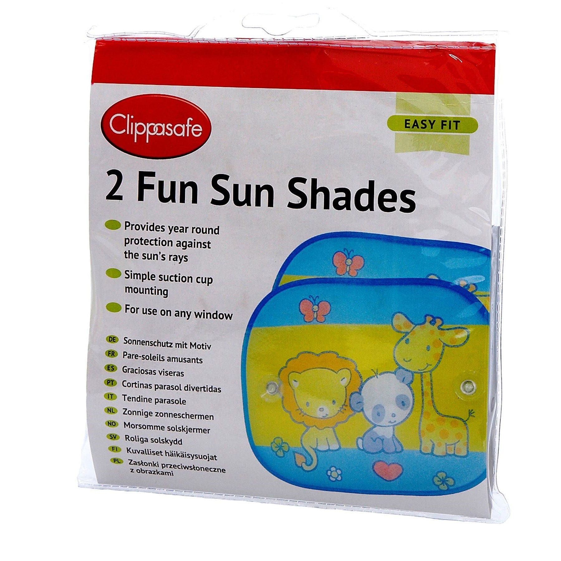 Clippasafe Fun Sun Screens 2 Pack Safari Print - Parts City Australia