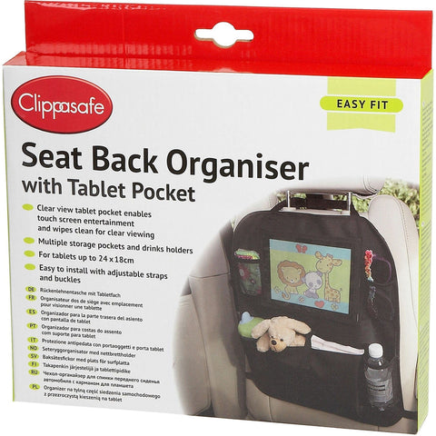 Clippasafe Seat Back Organiser with Tablet Pocket - Sleek Choice UK