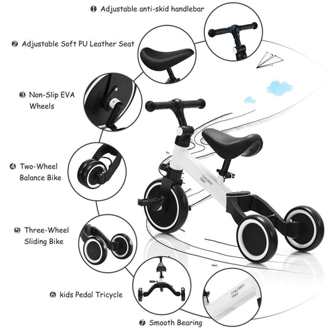 Convertible Balance Bike Kids Trike with Detachable Pedal - Sleek Choice UK