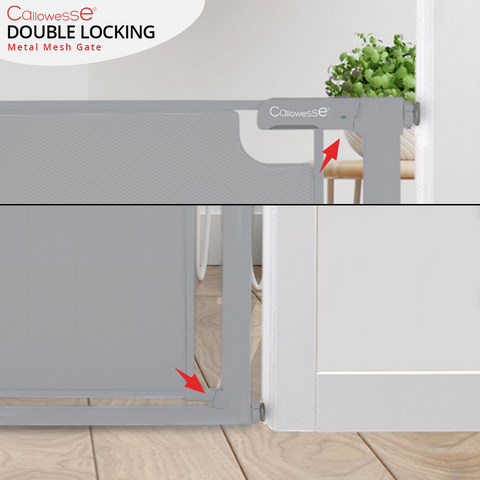 Callowesse Metal Mesh Baby Stair Gate - Ash Grey