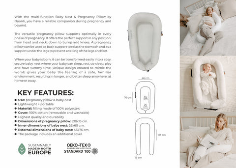 Noordi 2in1 Baby Nest & Maternity Pillow – Pregnancy to Baby Sleep Support