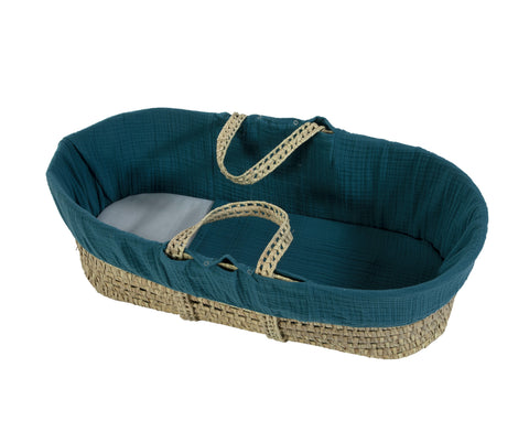 100% Cotton Muslin Moses Basket and Folding Stand - Sleek Choice