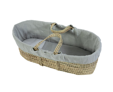100% Cotton Muslin Moses Basket and Folding Stand - Sleek Choice