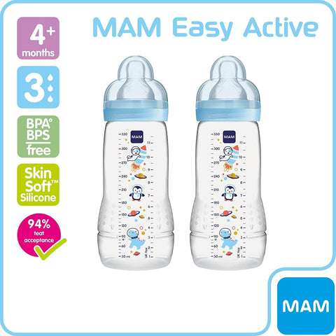 Easy Active Baby Bottle Twin Pack 4+ Months - Sleek Choice