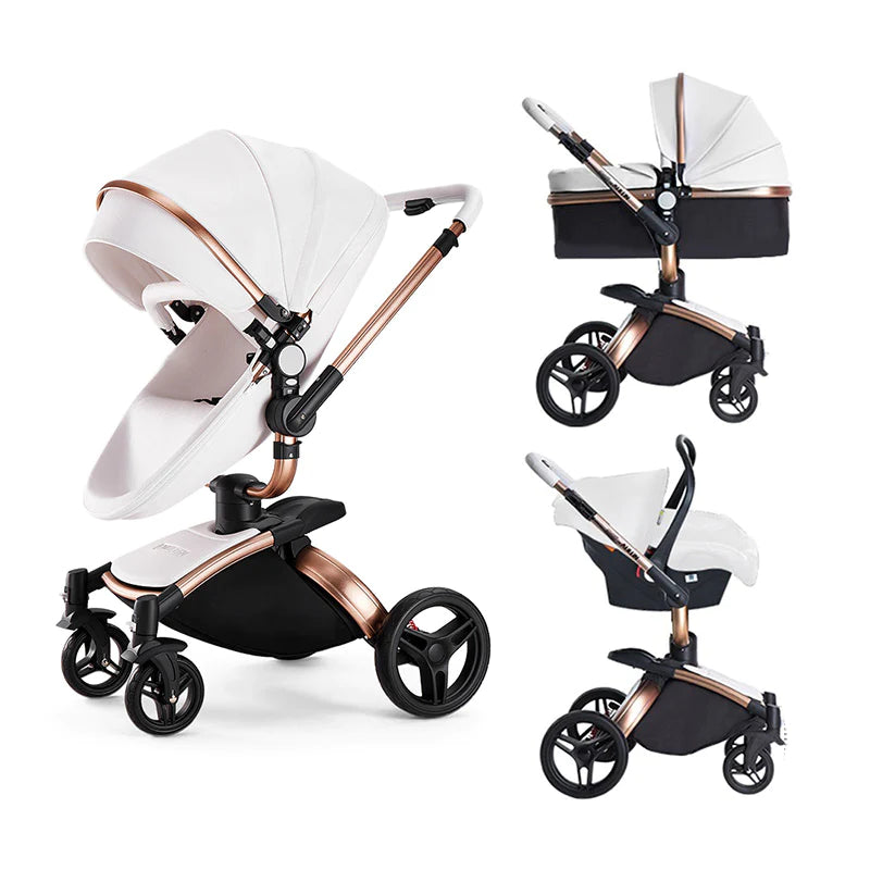 Magic ZC Premium Baby Stroller 3 In 1 Travel System White - Sleek Choice UK