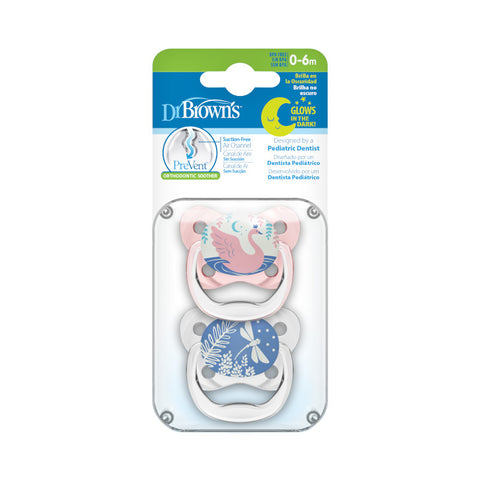 Dr Brown's Prevent Shield Soother Glow In Dark Pink 0-6 Months - Sleek Choice