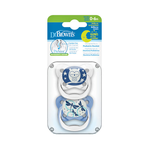Dr Brown's Prevent Shield Soother Glow In Dark Blue 0-6 Months - Sleek Choice